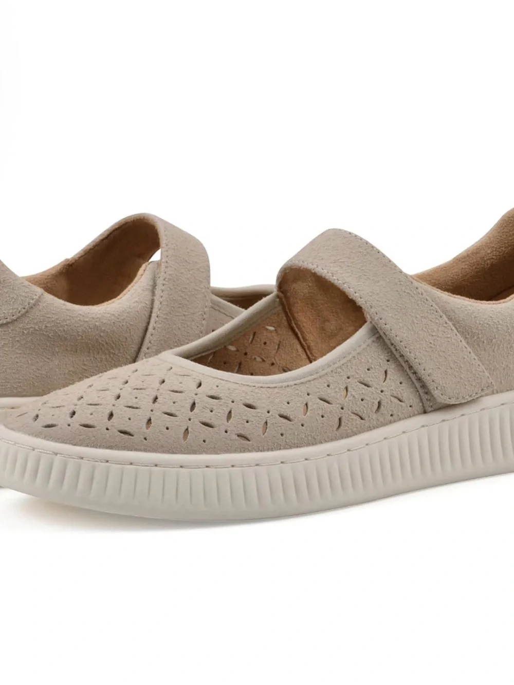White Mountain Ivory Tan Mary Jane Sneakers Shoes 7.5 W37202 Worn Once